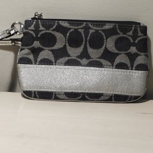 Coach signature  denim Wristlet wallet Gray blue